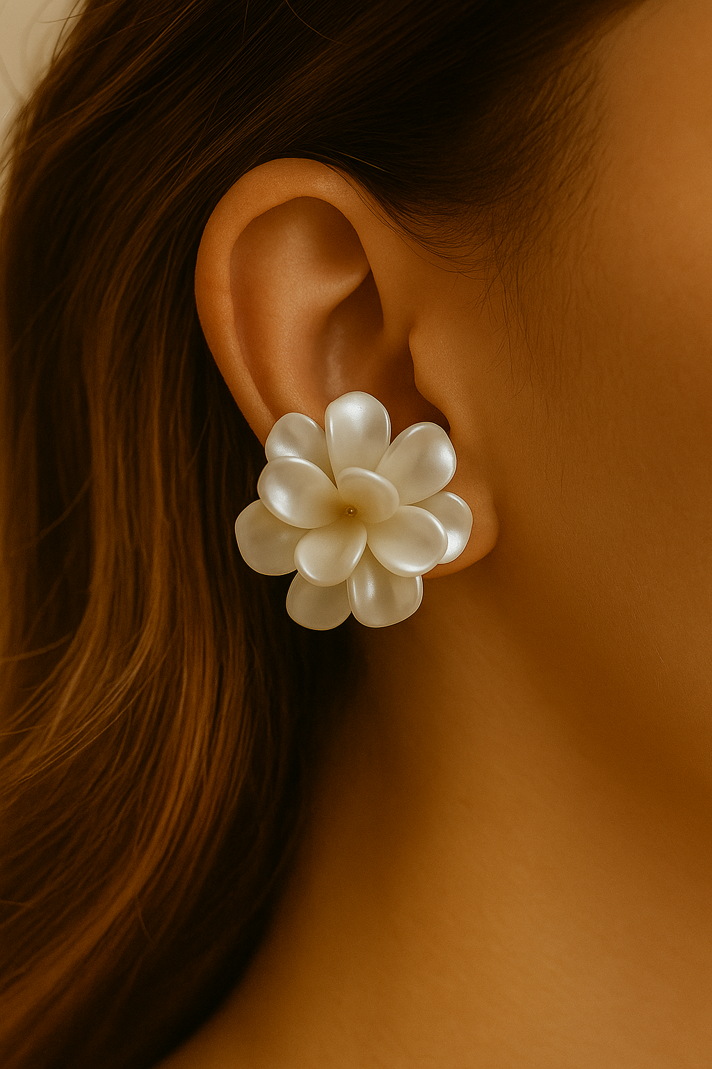 The White Loofah Stud Earrings