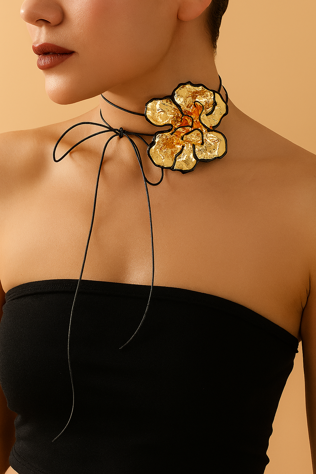 Metallic Petal Bloom Choker