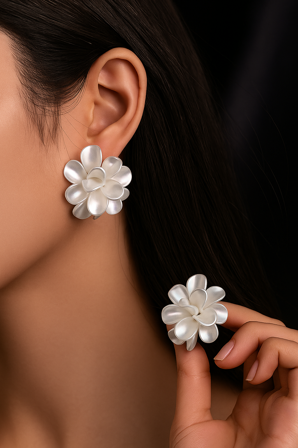 The White Loofah Stud Earrings